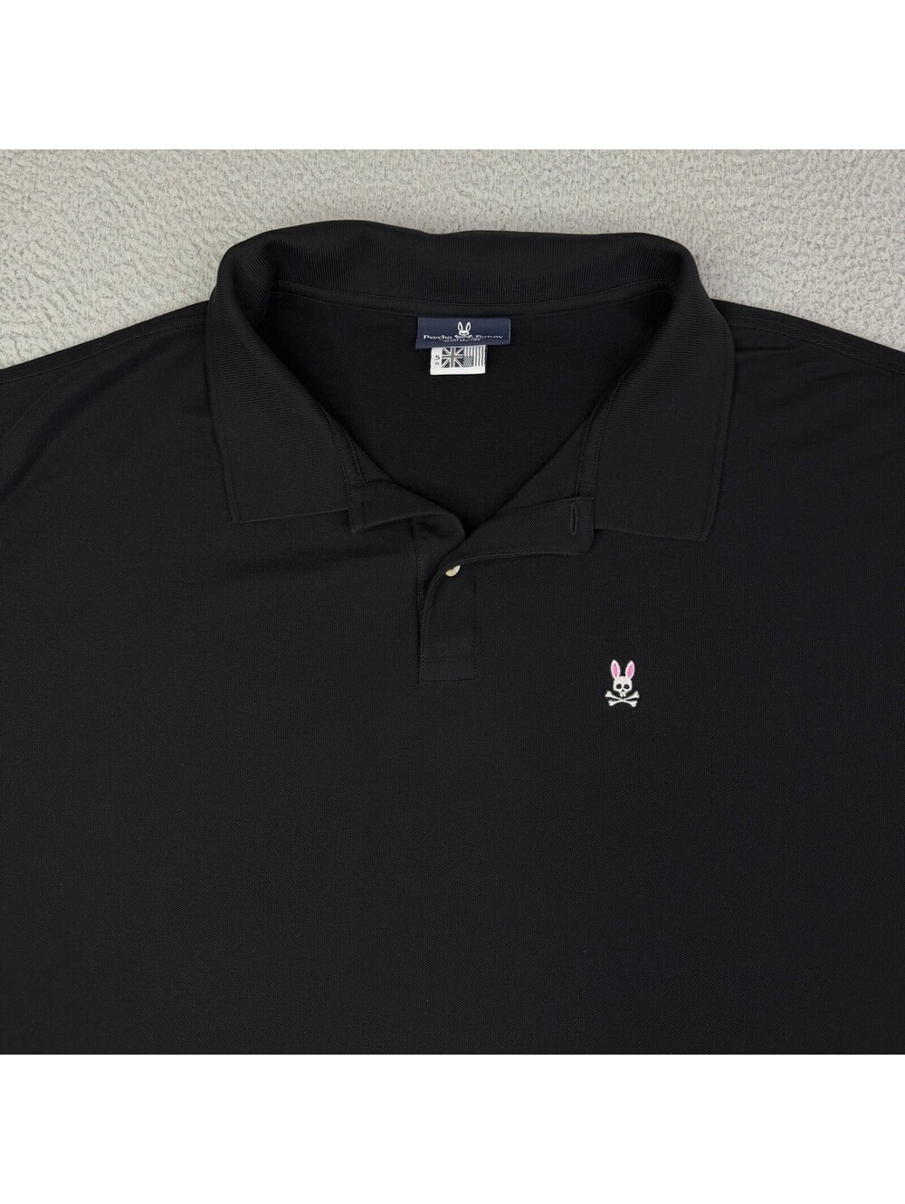 Psycho Bunny Polo Shirt Mens Sz 5XL Black Pima Cotton Short Sleeve Logo